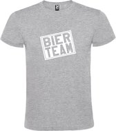 Grijs  T shirt met  print van "Bier team " print Wit size L