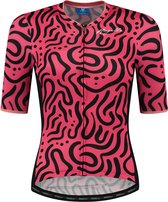 Rogelli Abstract Fietsshirt - Korte Mouwen - Dames - Coral, Zwart - Maat L