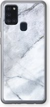 Case Company® - Samsung Galaxy A21s hoesje - Witte marmer - Soft Cover Telefoonhoesje - Bescherming aan alle Kanten en Schermrand