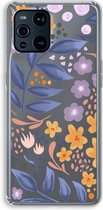 Case Company® - OPPO Find X3 Pro hoesje - Flowers with blue leaves - Soft Cover Telefoonhoesje - Bescherming aan alle Kanten en Schermrand