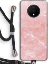 Case Company® - OnePlus 7T hoesje met Koord - Roze marmer - Telefoonhoesje met Zwart Koord - Bescherming aan alle Kanten en Over de Schermrand