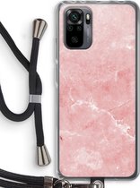 Case Company® - Xiaomi Redmi Note 10 Pro hoesje met Koord - Roze marmer - Telefoonhoesje met Zwart Koord - Bescherming aan alle Kanten en Over de Schermrand