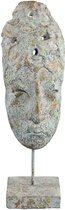 PTMD Lari Beeld Vrouwenhoofd - 17 x 15 x 45 cm - Cement - Groen