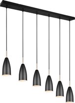 LED Hanglamp - Hangverlichting - Trinon Farona - E14 Fitting - 6-lichts - Rond - Mat Zwart - Aluminium