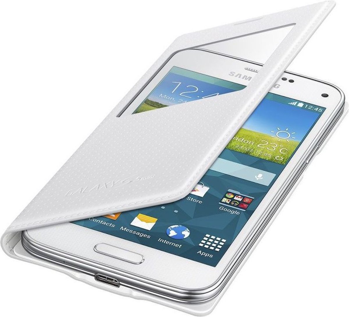 Samsung S View Cover Leder voor Samsung Galaxy S5 Mini - Wit