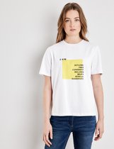 TAIFUN Dames T-shirt met tekstprint bioRe® Weiß gemustert-42