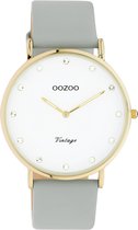 OOZOO Vintage series - Gouden horloge met steen grijze leren band - C20245 - Ø40