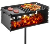 Houtskoolgrill - Heavy Duty BBQ - Enkele paal - Met Kookrooster - 360º Verstelbaar - Park-Style Camping - 25x17 Inch