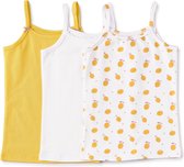 Little Label Ondergoed Meisjes - Hemd Meisje Maat 170-176 - geel, wit - Zachte BIO Katoen - 3 Stuks - Onderhemd - Print