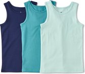 Little Label Sous-vêtements Garçons - Chemise Garçons Taille 158-164 - bleu, aqua - Katoen BIO doux - 3 Pièces - Maillot de corps - Couleur unie