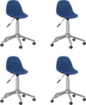 vidaXL Eetkamerstoelen draaibaar 4 st stof blauw