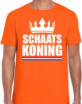 Oranje schaats koning shirt met kroon heren - Sport / hobby kleding S