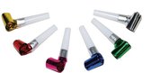 6x Metallic kleuren roltongen party toeters - uitblazers - mini toetertjes