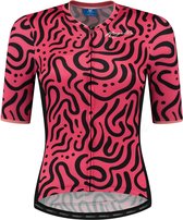 Rogelli Abstract Fietsshirt - Korte Mouwen - Dames - Coral, Zwart - Maat XL
