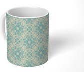 Mok - Koffiemok - Bloemen - Blauw - Vintage - Design - Mokken - 350 ML - Beker - Koffiemokken - Theemok