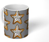 Mok - Koffiemok - Kerstkoekjes - Sterren - Glitter - Patronen - Kerst - Mokken - 350 ML - Beker - Koffiemokken - Theemok