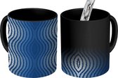Magische Mok - Foto op Warmte Mokken - Koffiemok - Patronen - Waves - Blauw - Magic Mok - Beker - 350 ML - Theemok