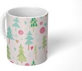 Mok - Koffiemok - Winter - Bos - Patroon - Sneeuw - Pastel - Mokken - 350 ML - Beker - Koffiemokken - Theemok