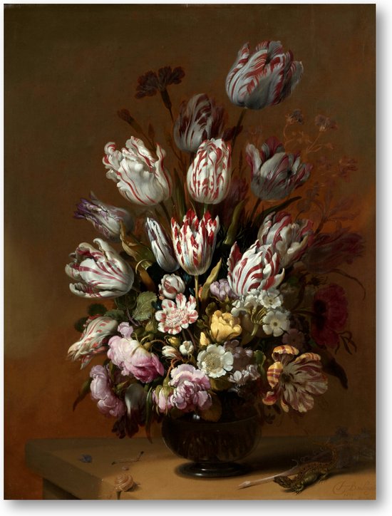 Stilleven met bloemen, Hans Bollongier, 1639 - 30x40 Dibond voor Binnen én Buiten - Hans Bollongier - Meesterwerken - Bloemen