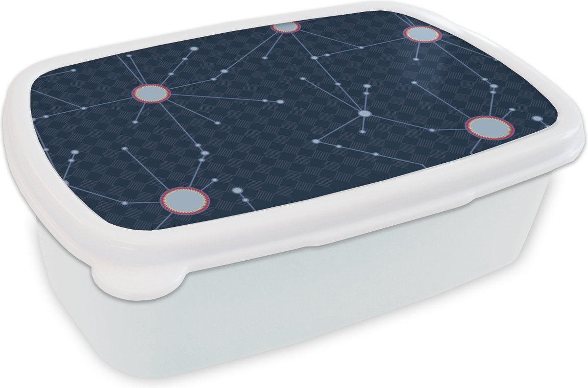 Broodtrommel Wit - Lunchbox - Brooddoos - Ruimte - Astronomie - Patronen - 18x12x6 cm - Volwassenen