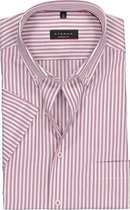 ETERNA modern fit overhemd - poplin met korte mouw - paars met wit gestreept - Strijkvrij - Boordmaat: 43