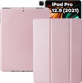 iPad Pro 12.9 Hoes - iPad Pro 12.9 Hoesje 2021 met Apple Pencil Vakje - Roze Goud - Case geschikt voor Apple iPad Pro 12.9 3e generatie