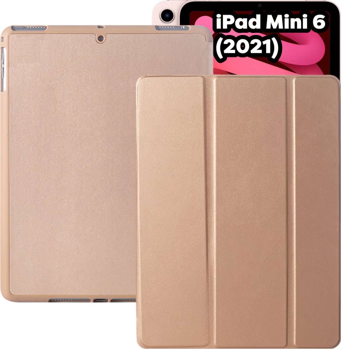 Tablet Hoes + Standaardfunctie - Geschikt voor iPad Mini Hoes 6e Generatie - 8.3 inch (2021) - Goud