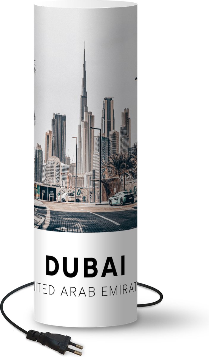 Lamp - Nachtlampje - Tafellamp slaapkamer - Dubai - Weg - Skyline - 50 cm hoog - Ø15.9 cm - Inclusief LED lamp