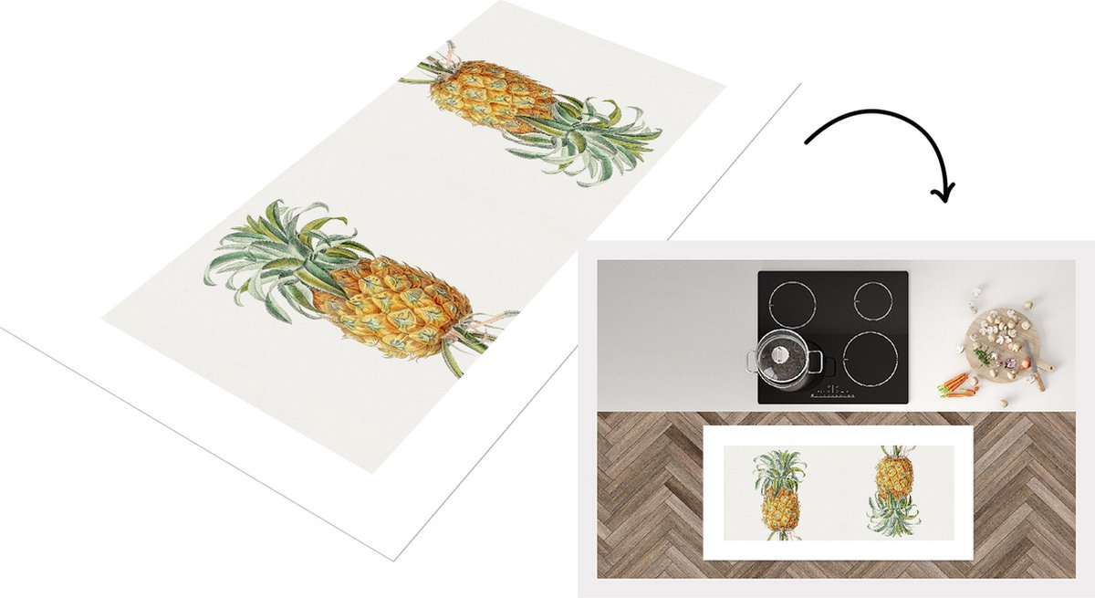 KitchenYeah Keukenloper - Loper keuken - Ananas - Eten - Fruit - 120x60 cm - Keukenloper vinyl Multicolor