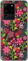 Geschikt voor Samsung Galaxy S20 Ultra hoesje - Meisjes - Fruit - Bloemen - Patronen - Girl - Kids - Kinderen - Kindje - Siliconen Telefoonhoesje