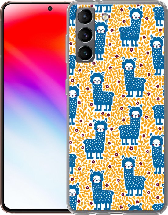 Coque Samsung Galaxy S21 - Filles - Lama - Plantes - Motifs - Coque de téléphone en Siliconen -