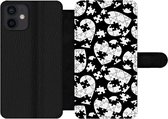 Bookcase iPhone 12 Mini telefoonhoesje - Meiden - Puzzel - Hart - Patronen - Girl - Kids - Kinderen - Met vakjes - Wallet case met magneetsluiting