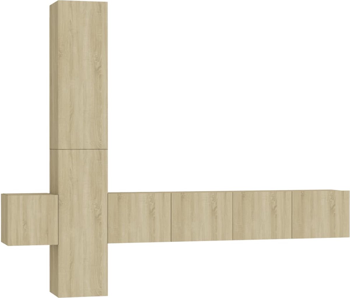 vidaXL - 5-delige - Tv-meubelset - bewerkt - hout - sonoma - eikenkleurig