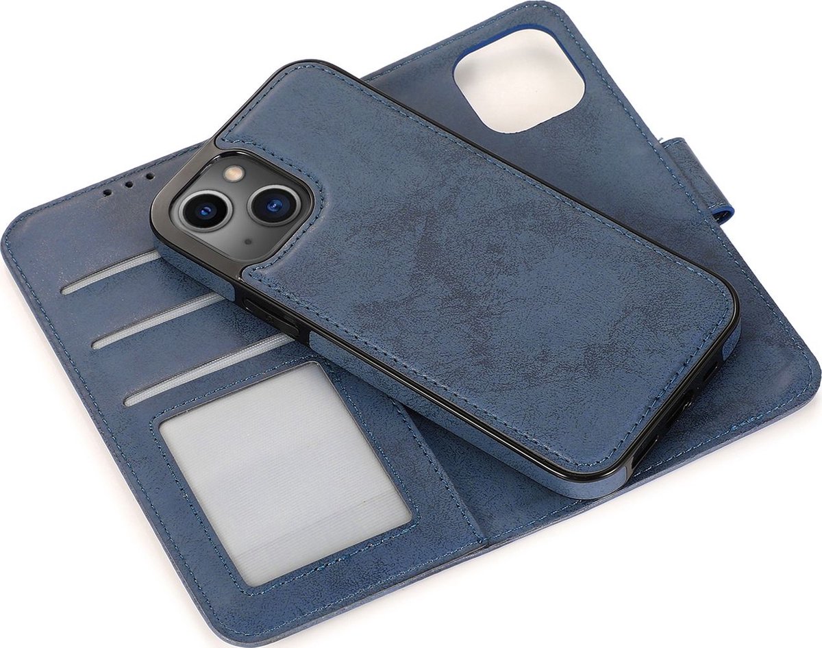 Mobigear Telefoonhoesje geschikt voor Apple iPhone 13 Pro Hoesje | Mobigear Wallet Uitneembare 2in1 Bookcase Portemonnee | Pasjeshouder voor 3 Pasjes | Telefoonhoesje voor Pinpas / OV Kaart / Rijbewijs - Blauw