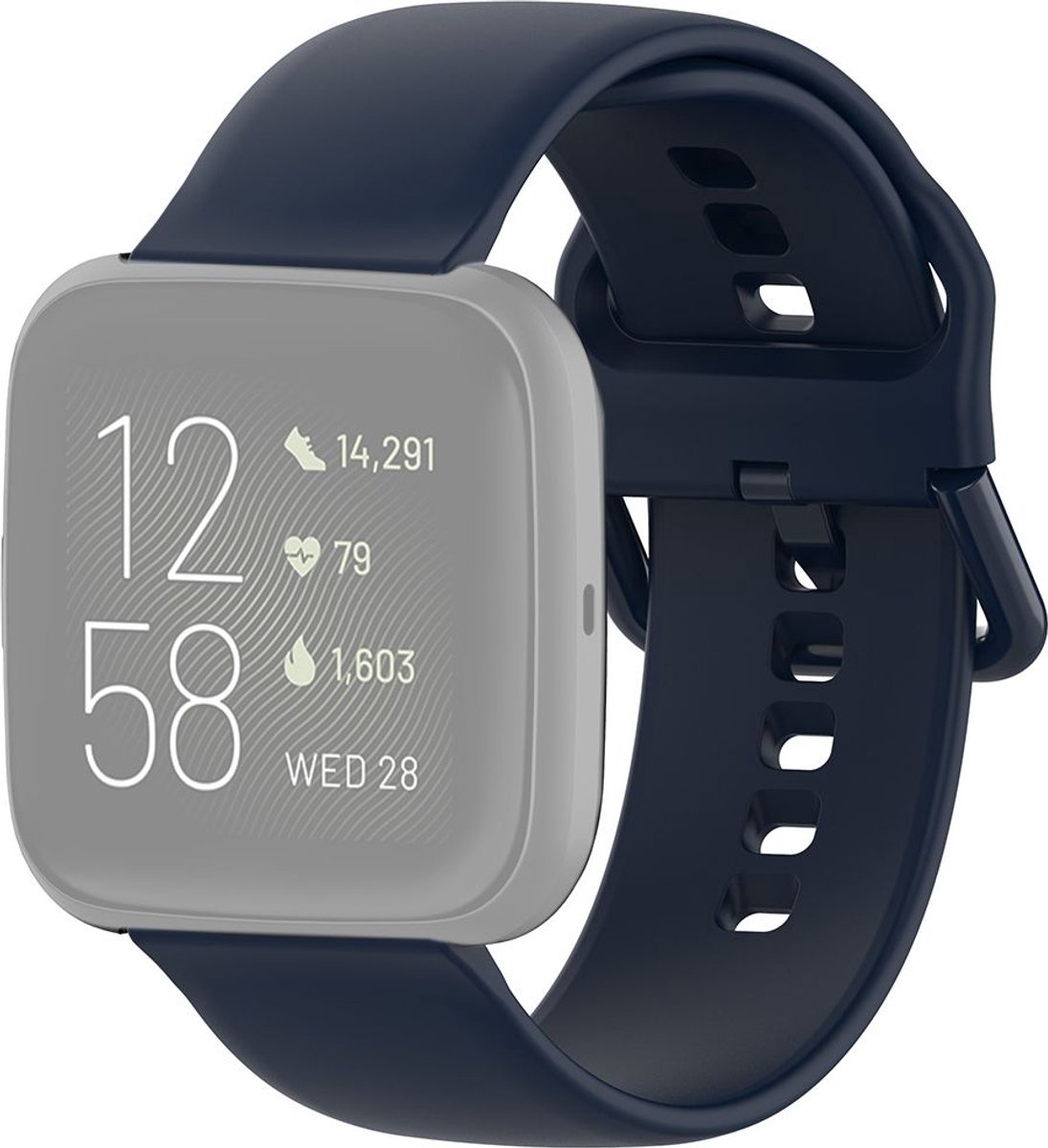 Mobigear Siliconen Watch bandje geschikt voor Fitbit Versa 2 Bandje Gespsluiting | Mobigear Sport Buckle - Donkerblauw