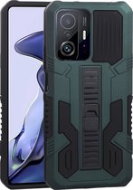 Mobigear Hoesje geschikt voor Xiaomi 11T Pro Telefoonhoesje Hardcase | Mobigear Armor Stand Backcover Shockproof met Standaard | Schokbestendig 11T Pro Telefoonhoesje | Anti Shock Proof - Groen
