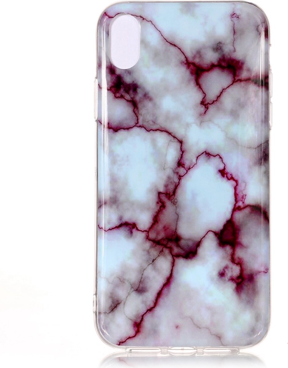 Mobigear Hoesje geschikt voor Apple iPhone XS Max Telefoonhoesje Flexibel TPU | Mobigear Marble Backcover | iPhone XS Max Case | Back Cover - Paars