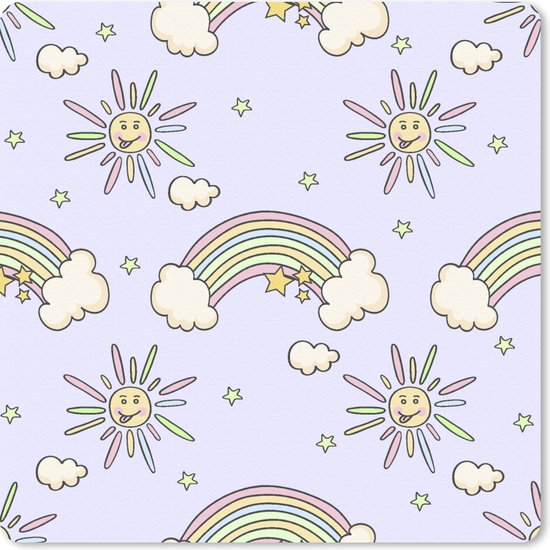Muismat - Mousepad - Meisjes - Regenboog - Zon - Patronen - Girl - Kids - Kinderen - Kind - 30x30 cm - Muismatten