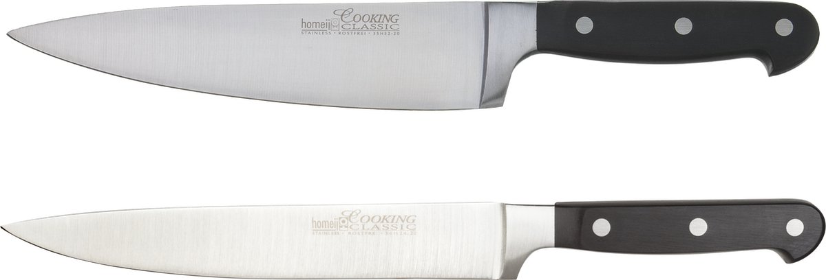 Homeij Cooking Classic Koksmes (20cm) + Gratis Vleesmes - RVS/POM