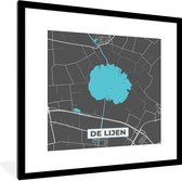 Fotolijst incl. Poster - Stadskaart - Water - Nederland - De Lijen - Kaart - Plattegrond - 40x40 cm - Posterlijst