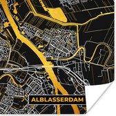 Poster Plattegrond - Alblasserdam - Kaart - Stadskaart - Goud - 30x30 cm