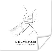 Poster Nederland – Lelystad – Stadskaart – Kaart – Zwart Wit – Plattegrond - 100x100 cm XXL