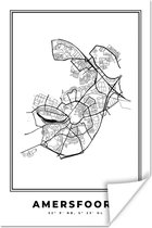 Poster Nederland – Amersfoort – Stadskaart – Kaart – Zwart Wit – Plattegrond - 40x60 cm