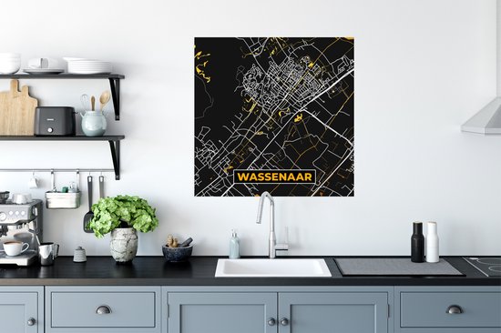 Affiche Wassenaar - Black and Gold et Or - Plan de la ville - Carte - Carte - 75x75 cm