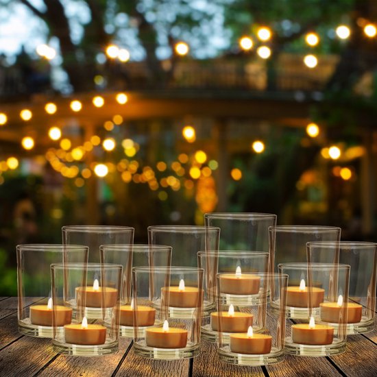 Relaxdays - lot de 12 - verres pour bougies chauffe-plat - verre - 8,5 x 7 cm - transparent