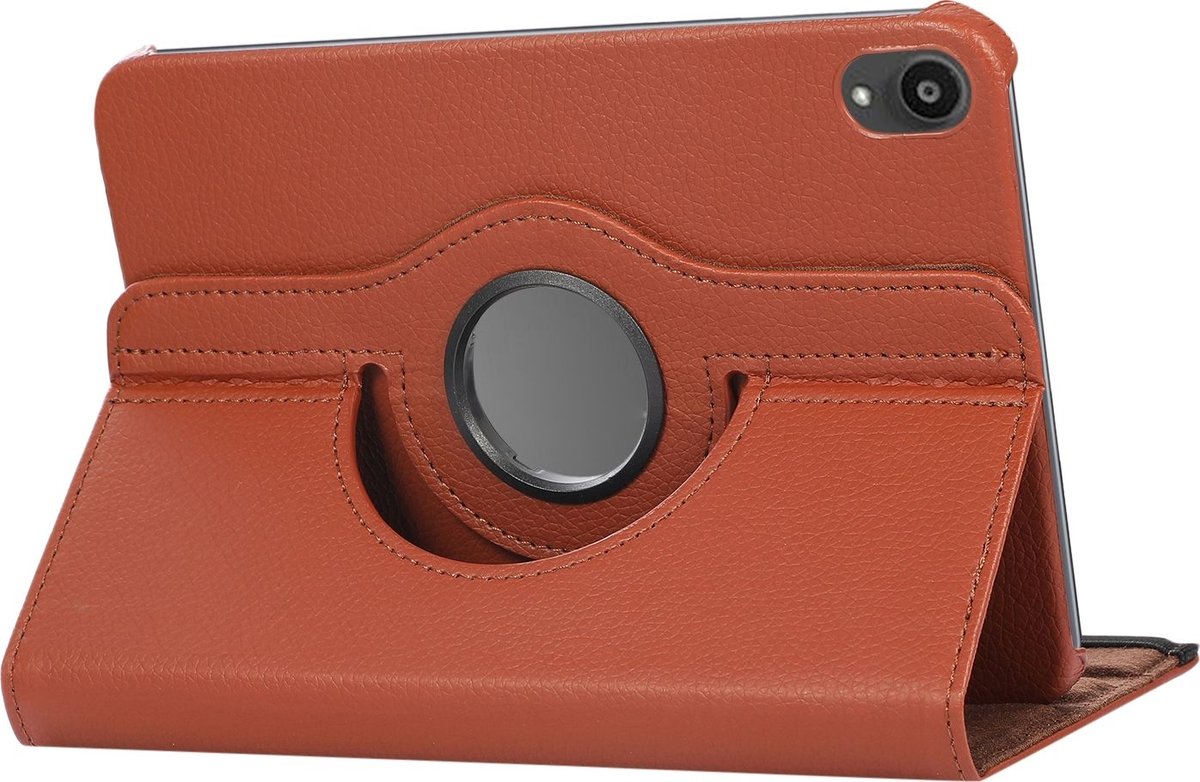 Mobigear Tablethoes geschikt voor Apple iPad Mini 6 (2021) Hoes | Mobigear DuoStand Draaibare Bookcase - Bruin