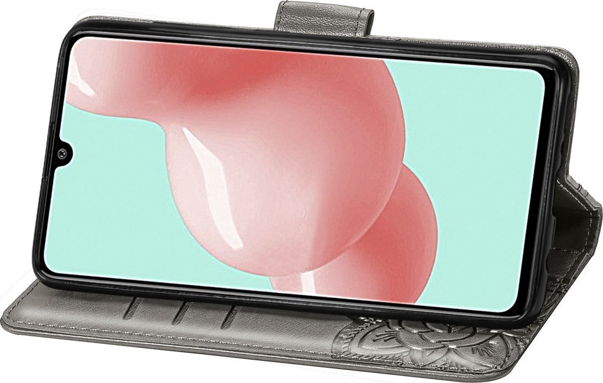 Mobigear Telefoonhoesje geschikt voor Samsung Galaxy A41 Hoesje | Mobigear Butterfly Bookcase Portemonnee | Pasjeshouder voor 3 Pasjes | Telefoonhoesje voor Pinpas / OV Kaart / Rijbewijs - Grijs