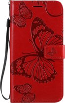 Mobigear Telefoonhoesje geschikt voor Motorola Moto G8 Power Hoesje | Mobigear Butterfly Bookcase Portemonnee | Pasjeshouder voor 2 Pasjes | Telefoonhoesje voor Pinpas / OV Kaart / Rijbewijs - Rood