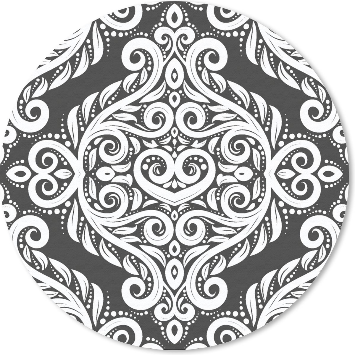 Muismat rond 30x30 cm - Mousepad Patroon - Abstract - Wit - Ronde muismatten