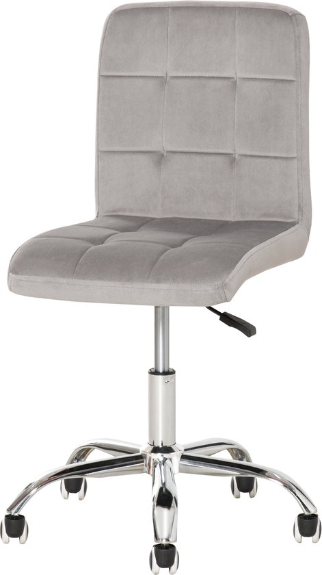 HOMCOM salon chair with wheels roll stool height adjustable swivel salon stool with velvet touch foam chrome base grey 35 x 35 x 49-61 cm